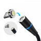 Кабель ColorWay Magnetic USB-Lightning + microUSB + USB-C Magnetic Data/Quick Charge, 2.4А, 1м, Black (CW-CBUU038-BK)