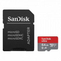 Карта памяти MicroSDXC  64GB UHS-I Class 10 SanDisk Ultra A1 R140MB/s + SD-adapter (SDSQUAB-064G-GN6MA)