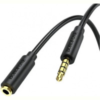 Аудио-кабель Borofone BL12 3.5 мм - 3.5 мм (M/F), 1 м, черный (BL12-1B)