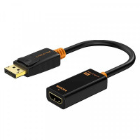 Адаптер Сabletime DisplayPort - HDMI (M/F), 0.2 м, Black (CP21B)
