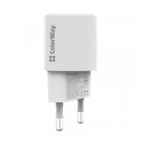 Сетевое зарядное устройство ColorWay GaN PD Port USB PPS (Type-C PD + USB QC3.0) (33W) White (CW-CHS043PD-WT)
