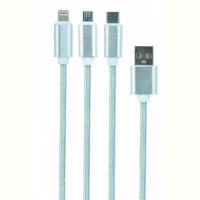 Кабель Cablexpert (CC-USB2-AM31-1M-S) USB BM - Lightning/MicroUSB/USB-C, 1м, серебристый