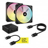 Вентилятор Corsair iCUE Link QX140 RGB PWM PC Fans Starter Kit with iCUE Link System Hub (CO-9051004-WW), 140x140x25мм, 6-pin, черный