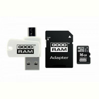 Карта памяти MicroSDHC  16GB UHS-I Class 10 GOODRAM + SD-adapter + OTG Card reader (M1A4-0160R12)