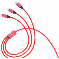 Кабель SkyDolphin S63E 3in1 USB - Lightning/Type-C/MicroUSB 1.2м, Red (USB-000624)