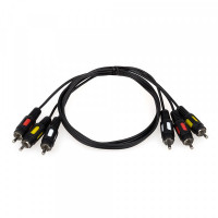Аудио-кабель Atcom 3хRCA - 3хRCA (M/M), 0.8 м, черный (10808) пакет 