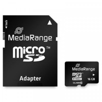 Карта памяти MicroSDHC  16GB Class 10 MediaRange R45/W12MB/s + SD-adapter (MR958)
