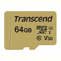 Карта памяти MicroSDXC  64GB UHS-I/U3 Class 10 Transcend 500S + SD-adapter (TS64GUSD500S)