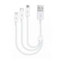 Кабель Ttec (2DK13) MiniCable Trio USB - Lightning/microUSB/USB-C 0.3м, White