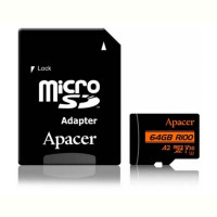 Карта памяти MicroSDXC  64GB UHS-I/U3 Class 10 Apacer (AP64GMCSX10U8-R) + SD адаптер
