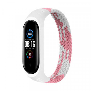 Ремешок BeCover Elastic Nylon Style для Xiaomi Mi Smart Band 5/Mi Smart Band 6 Size S Pink/White (706142)