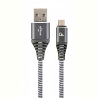 Кабель Cablexpert (CC-USB2B-AMmBM-2M-WB2) USB 2.0 A - microUSB, 2.1А, премиум, 2м, серый