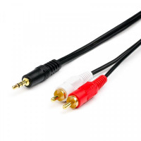 Аудио-кабель Atcom 3.5 мм - 2xRCA (M/M), 7.5 м, черный (10710) пакет