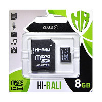 Карта памяти MicroSDHC   8GB Class 4 Hi-Rali + SD-adapter (HI-8GBSDCL4-01)