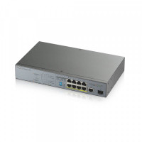 Коммутатор для видеонаблюдения ZYXEL GS1300-10HP (GS1300-10HP-EU0101F) (1хGE, 8xGE PoE+, 1хSFP, Max PoE 130W, металл, дальность передачи питания до 250 м)