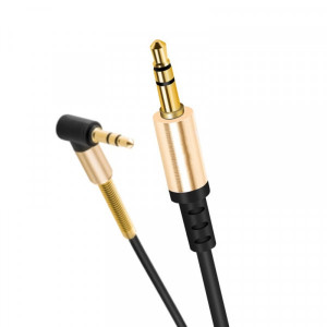 Аудио-кабель Hoco UPA02 Spring 3.5 мм - 3.5 мм (M/M), 1 м, угловой, черный (UPA02SB)