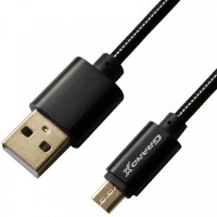 Кабель Grand-X USB-microUSB 2.1A, 1м, CU, защита - метал. оплетка, Black (MM-01B), упаковка гифтбокс  с окном