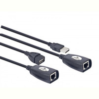 Кабель Cablexpert USB - RJ-45 (M/F), удлинитель USB 2.0 по витой паре, до 30 м, черный (UAE-30M)