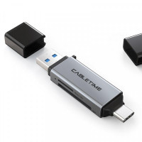 Кардридер Cabletime USB3.0 A + USB TYPE C, SD/TF, 5Gbps (CB46G)