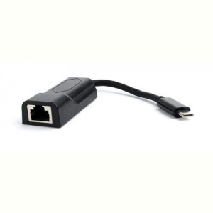 Адаптер Cablexpert USB Type-C - RJ-45 (M/F), 0.15 м, черный (A-CM-LAN-01)
