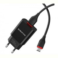 Зарядное устройство Borofone BA20A Sharp Single USB 2.1A Black (BA20AMB) + кабель MicroUSB