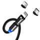 Кабель ColorWay USB-Lightning + microUSB + USB-C Magnetic Rotation 540°, 2.4А, 1м, Black (CW-CBUU037-BK)