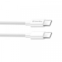 Кабель ColorWay USB-C-USB-C (PD Fast Charging 65W), 3.0А, 2м, White (CW-CBPDCC056-WT)
