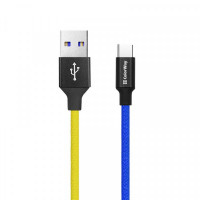 Кабель ColorWay USB - USB Type-C (M/M), 2.4 А, 1 м, Blue/Yellow (CW-CBUC052-BLY)