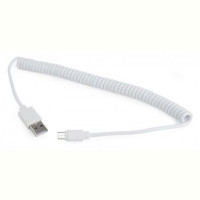 Кабель Cablexpert USB - micro USB V 2.0 (M/M), 1.8 м, спиральный, белый (CC-mUSB2C-AMBM-6-W)