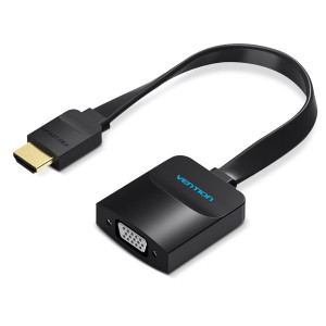 Адаптер Vention Flat HDMI-VGA, 0.2 m, со звуком и питанием (ACKBB)