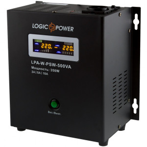 ИБП LogicPower LPA-W-PSW-500VA (350Вт)2A/5A/10A, Lin.int., AVR, 1 x евро, LCD, металл, с правильной синусоидой, 12V, настенный