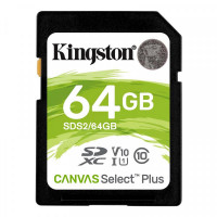 Карта памяти SDXC  64GB UHS-I Class 10 Kingston Canvas Select Plus R100MB/s (SDS2/64GB)