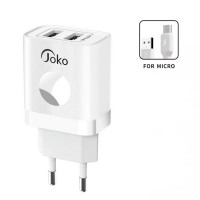 Мережевий зарядний пристрій Joko JK72, Cable MicroUSB, 2xUSB, 2,4A, White