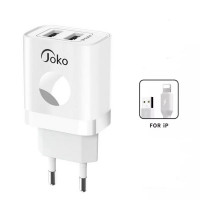 Мережевий зарядний пристрій Joko JK72, Cable Lightning, 2xUSB, 2,4A, White