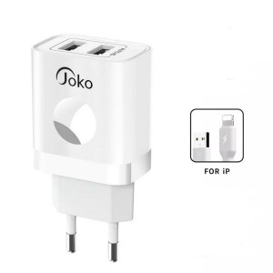 Мережевий зарядний пристрій Joko JK72, Cable Lightning, 2xUSB, 2,4A, White Код: 390191-11