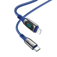 Кабель Hoco S51 Extreme Display Type-C to Lightning 20W 1.2m Blue Код: 390334-11