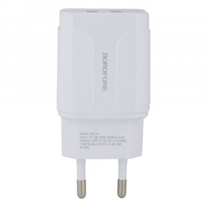 Мережевий зарядний пристрій Borofone BA37A, Cable Lightning, 2.4A, White