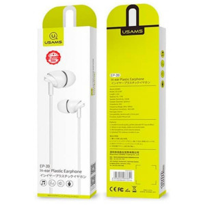 Навушники Usams EP-39 In-ear Plastic Earphone 1.2M White Код: 432390-14