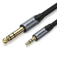 Кабель Vention Cotton Braided 3.5mm TRS Male to 6.35mm Male Audio Cable 0.5M Gray Aluminum Alloy Type (BAUHD) Код: 420350-14