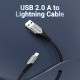 Кабель Vention USB 2.0 A to Lightning Cable 1M Gray Aluminum Alloy Type (LABHF) Код: 427180-14