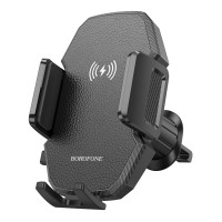 Тримач для мобiльного з БЗП BOROFONE BH213 Adelante wireless fast charging car holder(air outlet) Черное Код: 423391-14