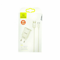 МЗП Usams T21 Charger kit T18 single USB EU charger +Uturn Type-C cable White Код: 405051-14