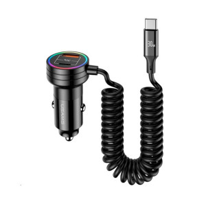 АЗП Usams US-CC167 C33 30W Car Charger With Spring Cable Черное Код: 416701-14