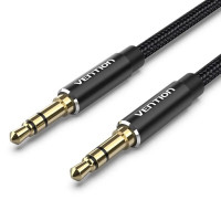 Кабель Vention Cotton Braided 3.5mm Male to Male Audio Cable 1.5M Black Aluminum Alloy Type (BAWBG) Код: 420381-14