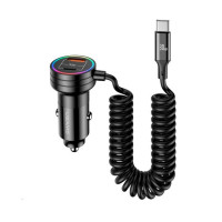 АЗП Usams US-CC167 C33 60W Car Charger With Spring Cable Black Код: 416701-14