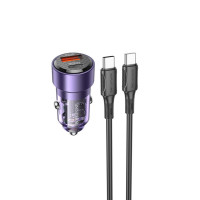 Автомобільний зарядний пристрій BOROFONE BZ20 Smart 38W dual port PD20W+QC3.0 car charger set(C to C) Transparent Purple Код: 405651-14