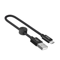 Кабель HOCO X35 USB to Micro 2.4A, 0.25m, nylon, aluminum connectors, Черное Код: 427241-14