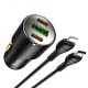 Автомобільний зарядний пристрій HOCO NZ6 PD45W 3-port(2C1A) car charger set(Type-C to iP) Black Код: 405442-14