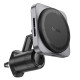 Тримач для мобiльного з БЗП HOCO HW15 Speed magnetic wireless fast charging car holder(air outlet) Black Metal Gray