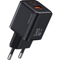 Мережевий зарядний пристрій Usams US-CC189 PD30W+QC3.0 A+C Dual-port Fast Charger (EU)-X-ron Series Black Код: 421272-14